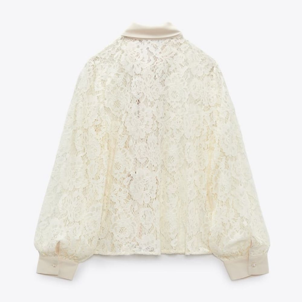 ZARA LACE SHIRT WITH TIED DETAIL - Picture 5 of 7